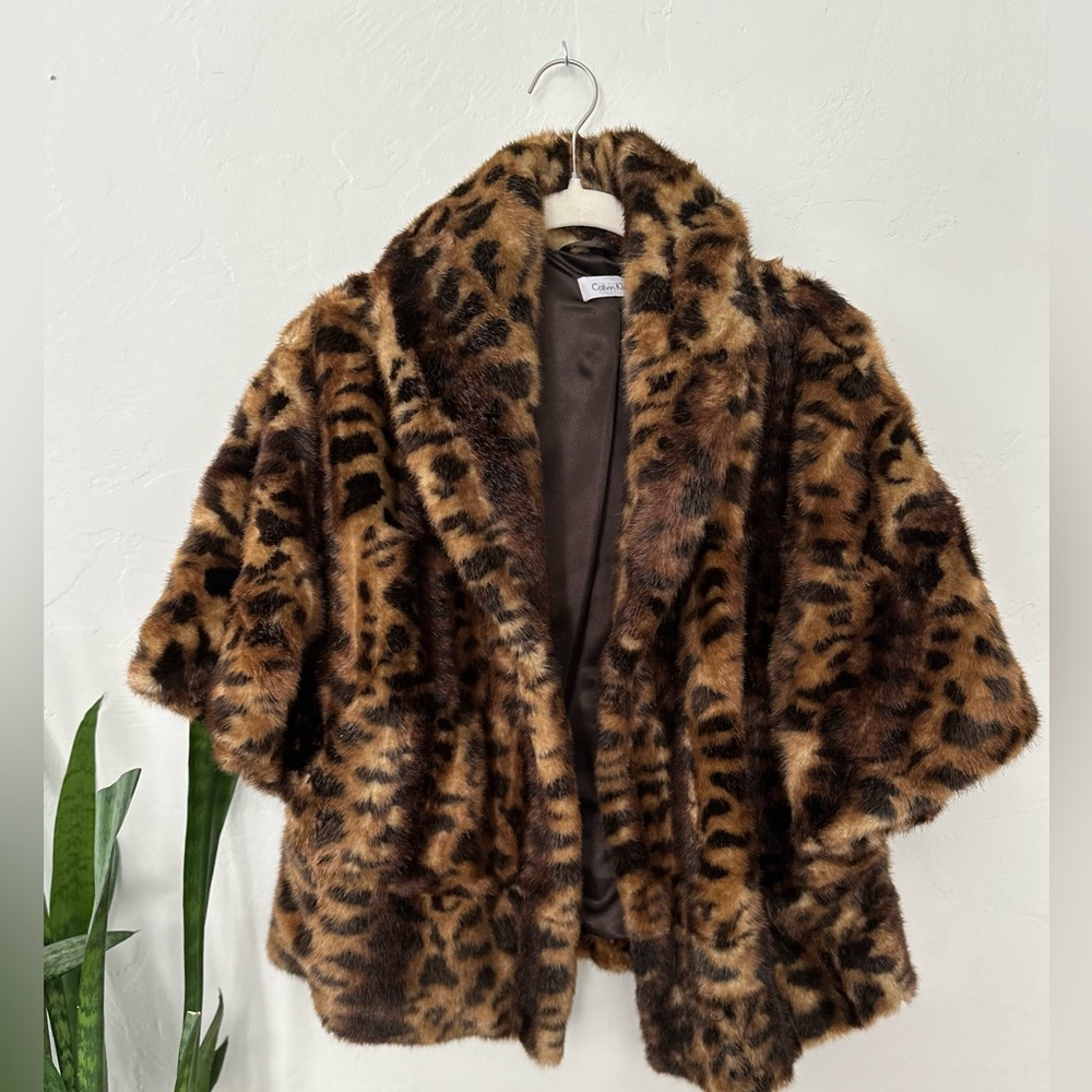 Calvin Klein Faux Fur Cropped Coat